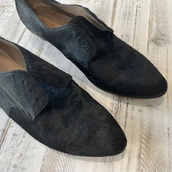 Marsell Black Pony Hair & Leather Oxford Loafers Pointed Toe - Picture 3 of 8